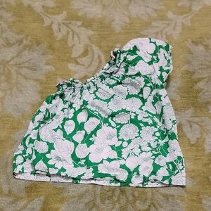 J. Crew Green and White Floral Blouse